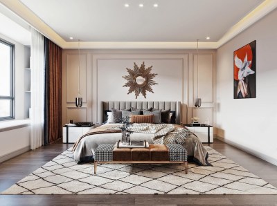 美式卧室3D模型下载